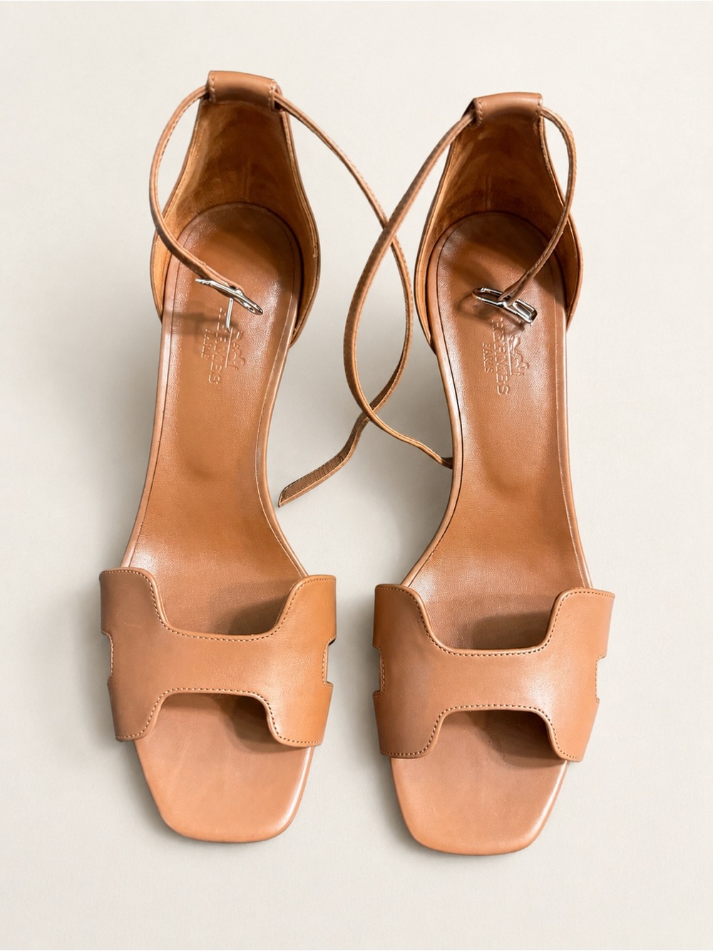 Hermes Joy 70 Gold Leather Sandals